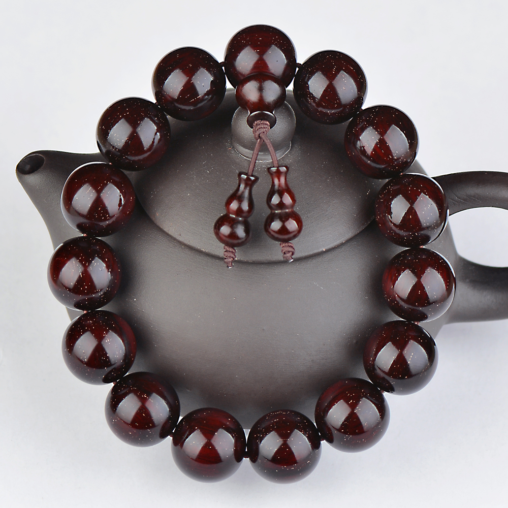 印度小叶紫檀1.5老料多金星手链15MM高油高密手链文玩好物手工把