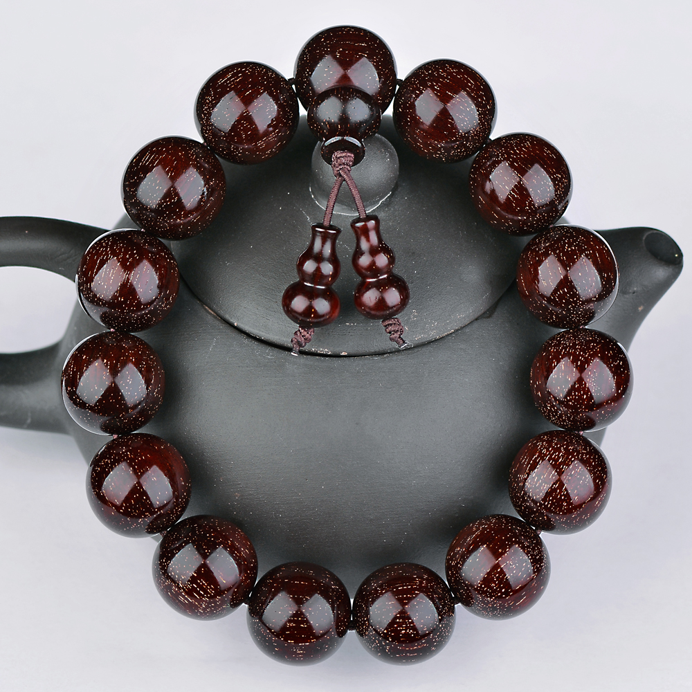 1.5cm毕业级爆满金星印度小叶紫檀手串檀香紫檀男款手链文玩手工