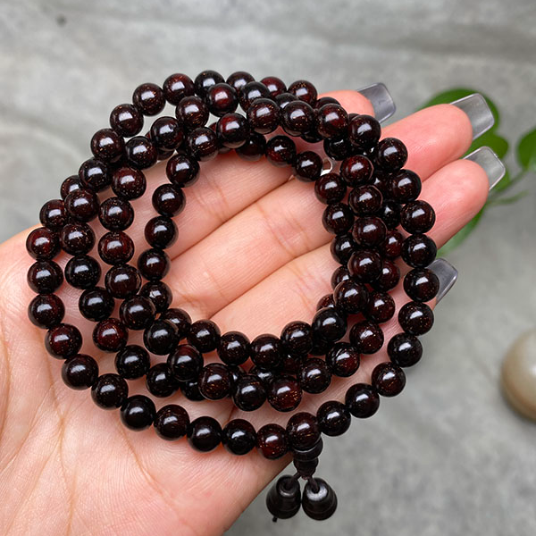 葫芦0.6cm*108颗 满金星泥料正宗印度小叶紫檀手串多圈男女款文玩