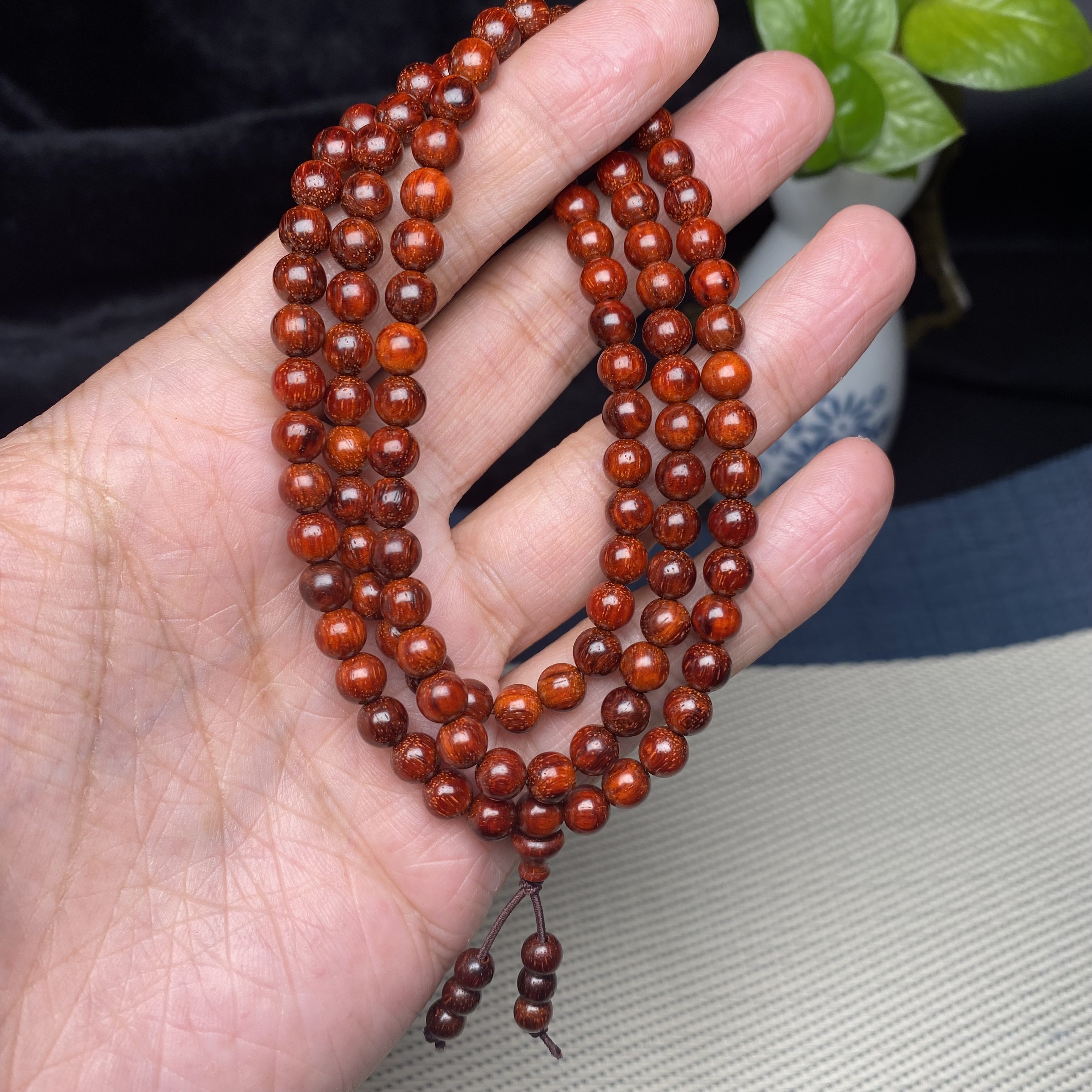 原汁原味 牛毛纹06MM*108颗手串正宗印度小叶紫檀老料手串男女款