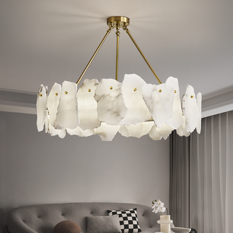 客厅大气天然云石吊灯后现代简约卧室餐厅样板间设计师轻奢灯具
