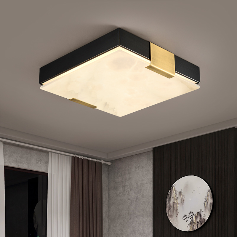 轻奢云石吸顶灯方形大气房间卧室客厅灯家用简约主卧书房吸顶灯