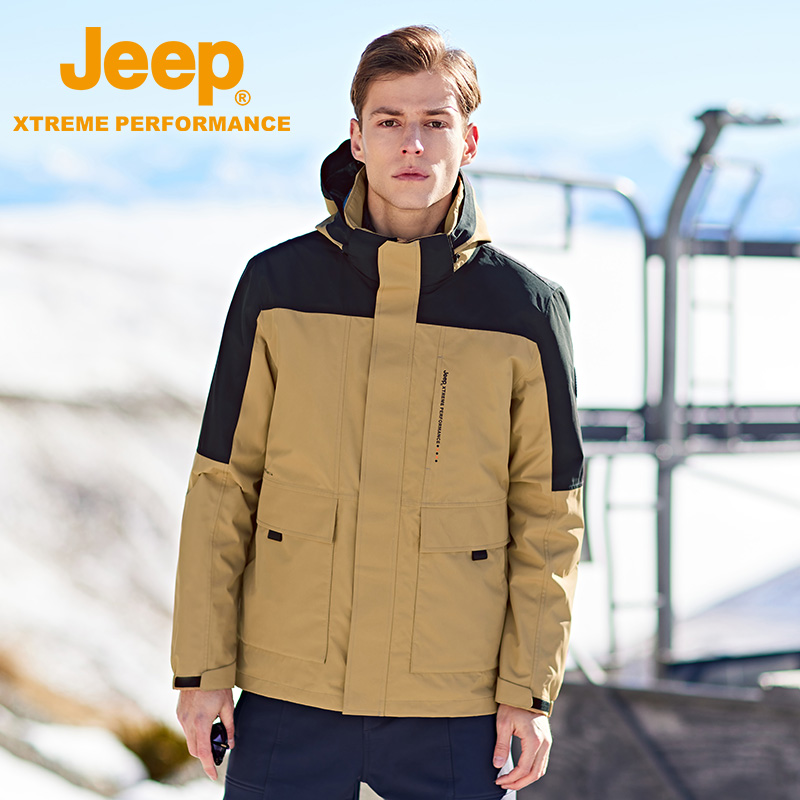 JEEP/吉普户外三合一冲锋衣男运动保暖防风防水耐磨透气秋冬男装