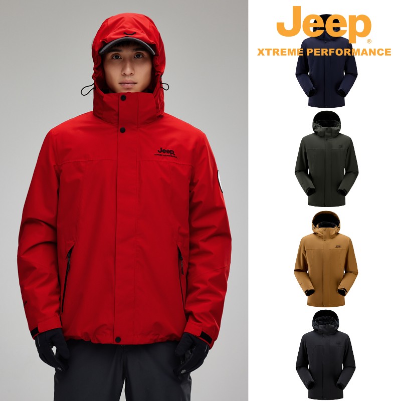 JEEP/吉普秋冬保暖冲锋衣三合一抓绒内胆防风防水锁温透气抗静电