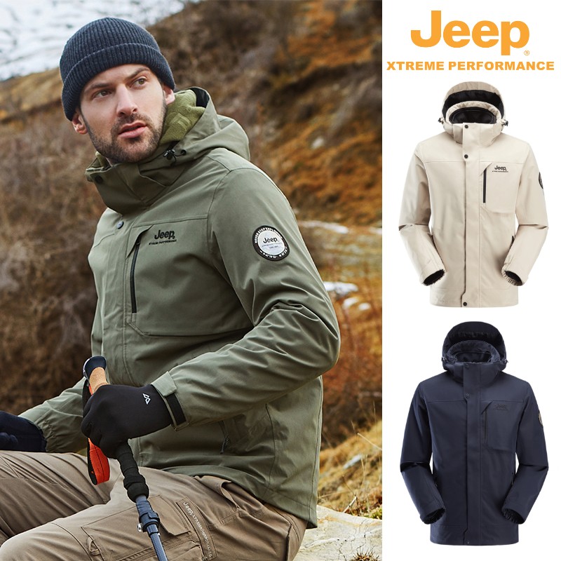 JEEP/吉普软壳内胆三合一冲锋衣户外运动可拆卸保暖防风防水男装