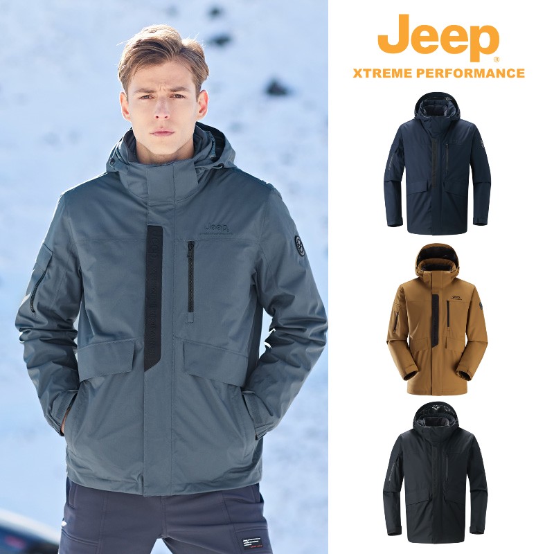JEEP/吉普秋冬三合一冲锋衣秋冬新款情侣石墨烯锁温保暖羽绒内胆