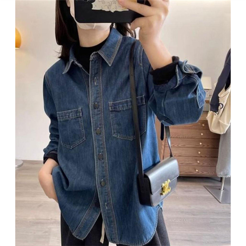 2025秋冬季加厚款女装牛仔衬衫女上衣韩版百搭宽松显瘦衬衣开衫