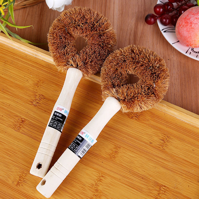 家居进口椰棕锅刷刷锅刷子厨房洗碗家用木柄刷硬毛不沾油清洁除油