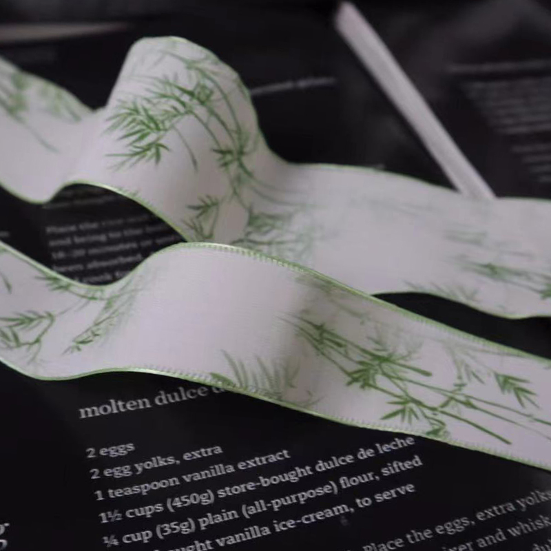 DIY2.5cm4cm水墨风竹子妤纩织带头饰发夹鞋花发箍飘带蝴蝶结材料