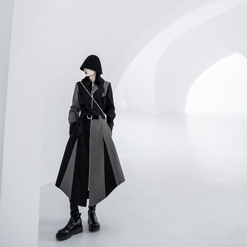 CHICSKY 原创设计感小众风衣2025早秋新款中长款街头风长袖女外套