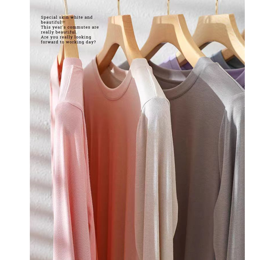 天丝蓝精细腻亲肤蚕蛹蛋白抑菌标准5A级打底衫女长袖上衣ND022