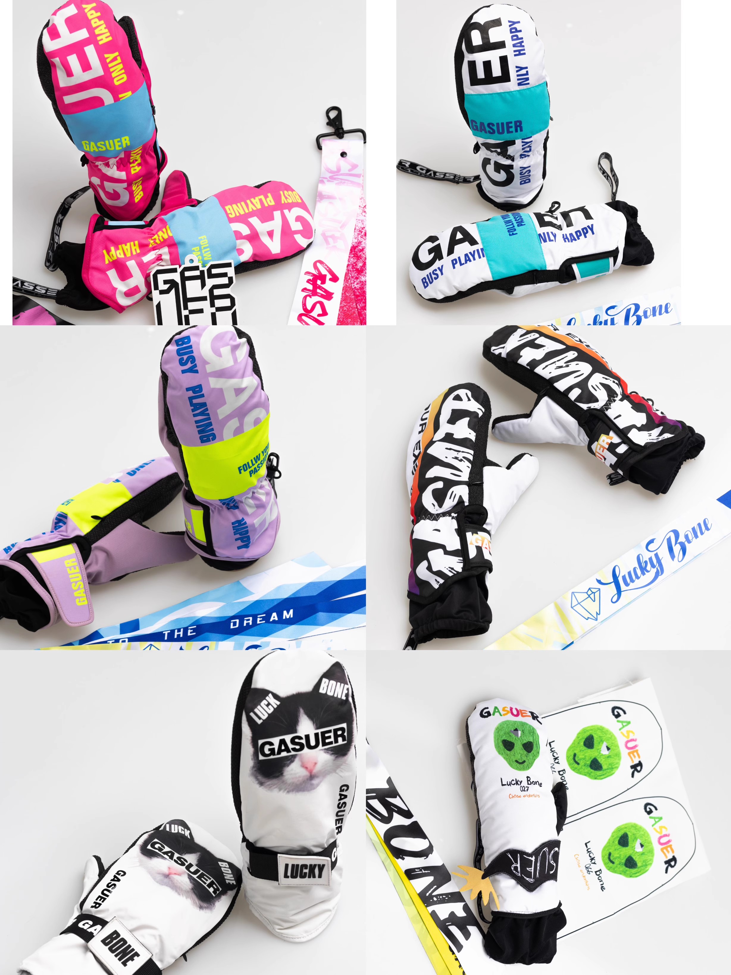 Gasuer滑雪手套内置护腕可装雪卡凯夫拉刻滑耐磨防水保暖内胆触摸