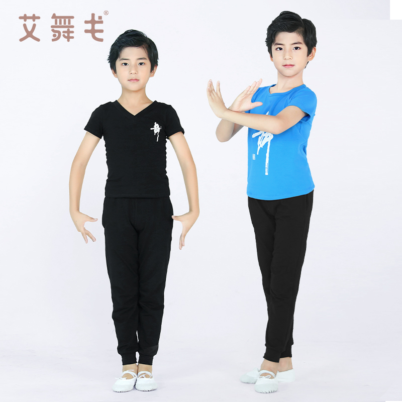 男童舞蹈服套装儿童夏季短袖拉丁舞服装男孩男生中国舞形体练功服