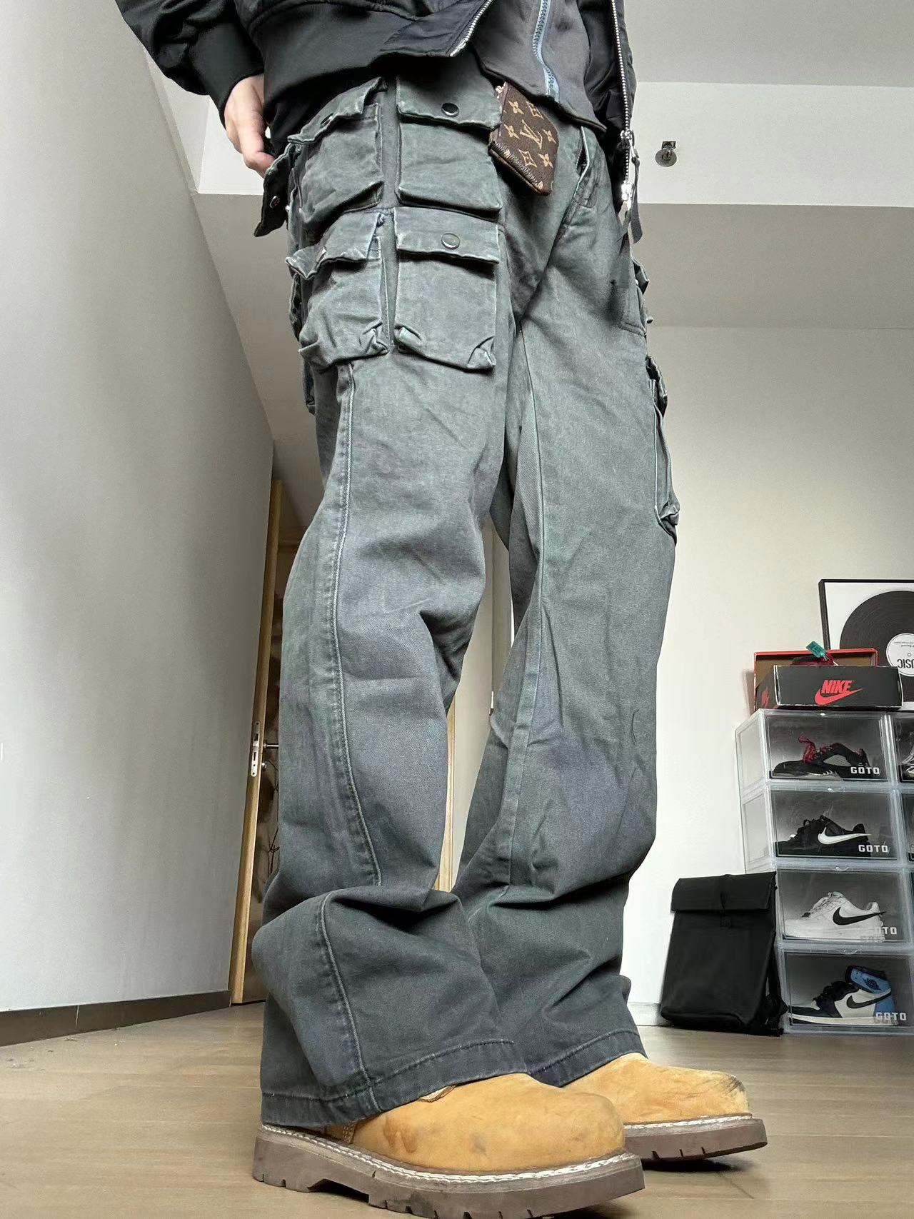 艺尚春夏美式复古休闲直筒裤子男小众cleanfit潮流百搭宽松长裤男