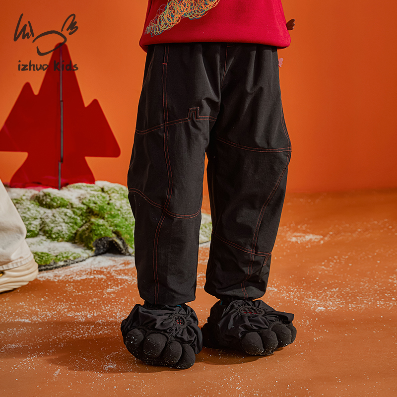 小日着美学童装保暖羽绒裤2024冬季新款中大男女束脚裤子TB8224K0