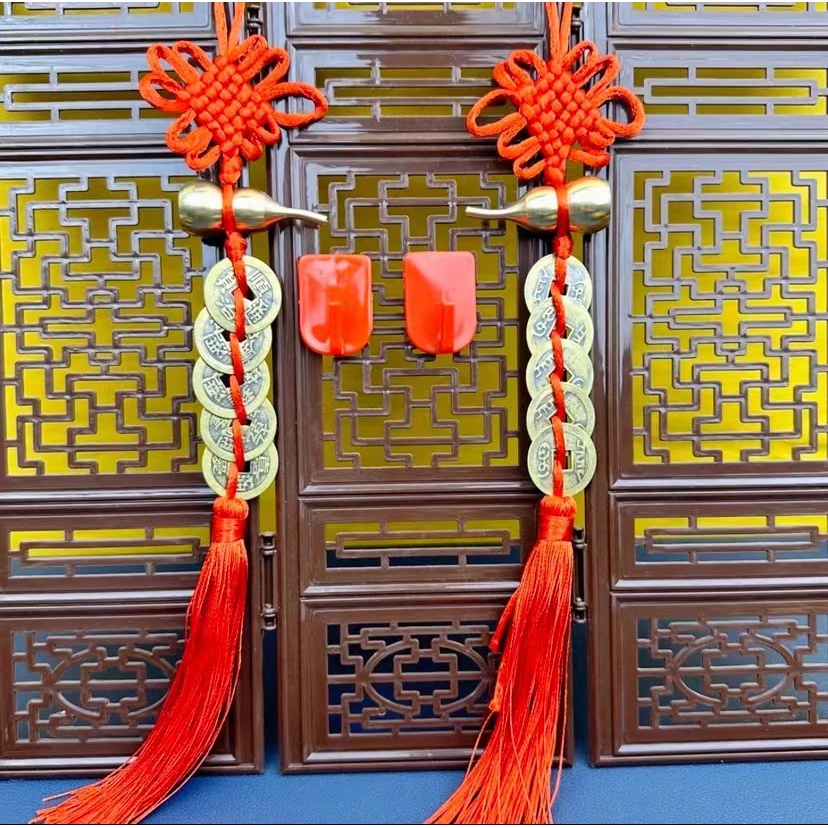 中国结五帝钱黄铜葫芦吉祥结门对门卧室客厅厨房入户喜庆红火挂件