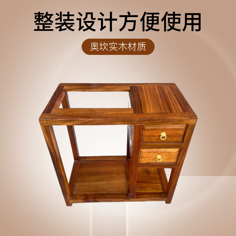福川大板非洲绿心檀实木大板配套圆盘豆茶水柜（无电炉，不包邮）