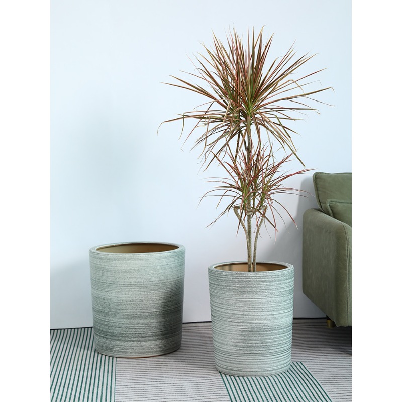 北欧花盆陶瓷粗陶客厅落地室内量天尺发财树仙人柱橡皮树盆栽种树