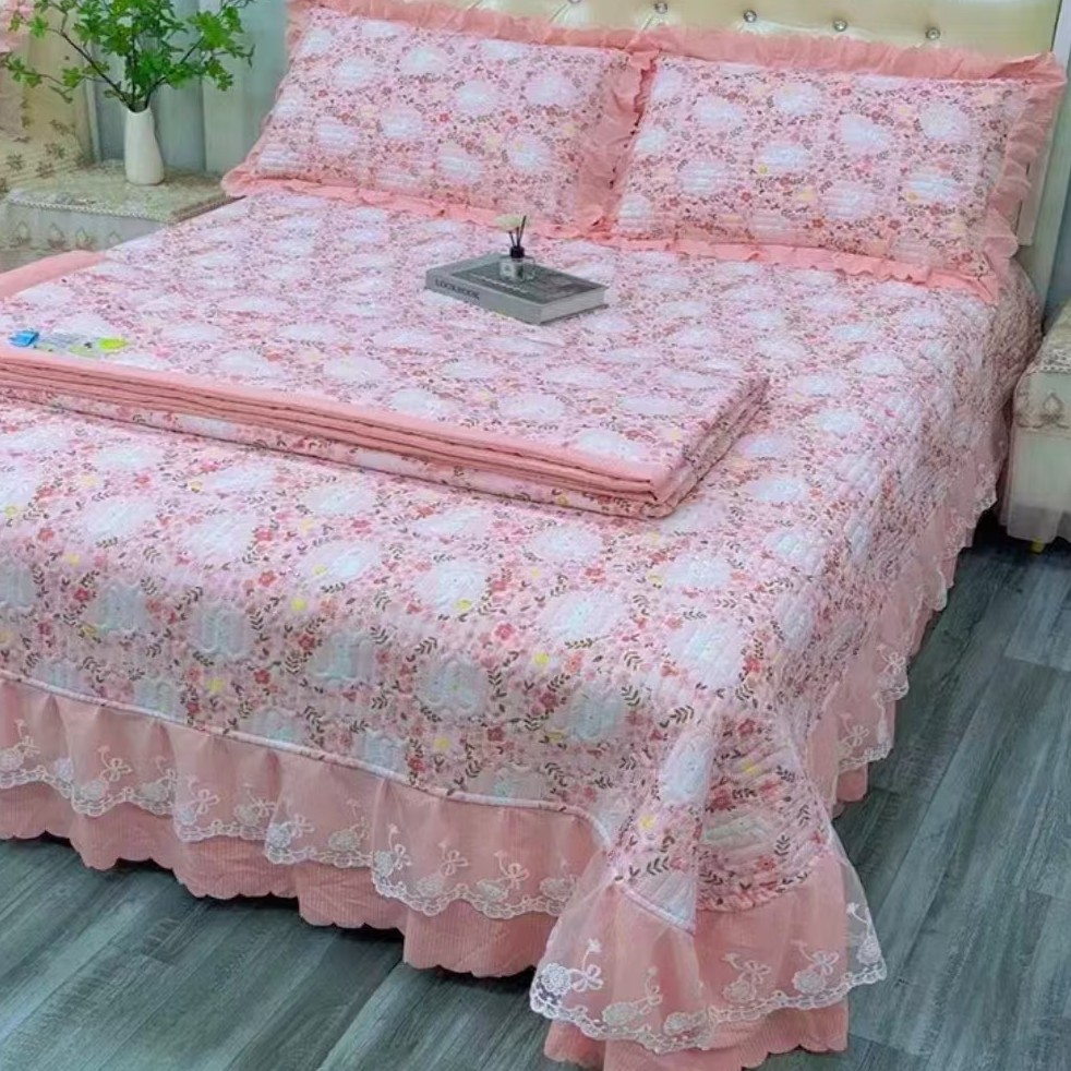 加大泡泡棉床裙加厚绗缝床盖可机洗家整张棉填充绒毛毯亲肤防滑