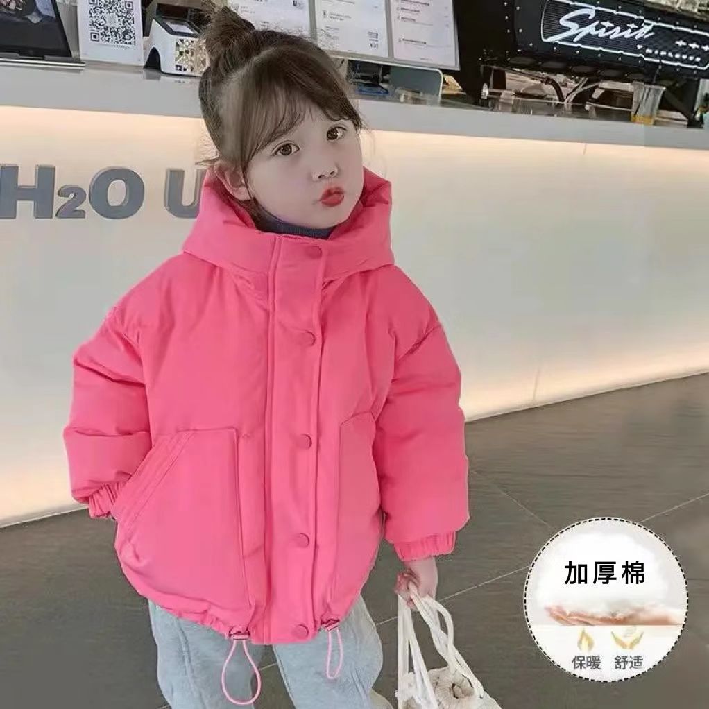 2022新款女童棉秋冬装女孩中小童时髦棉服儿童面包服短款棉袄外套