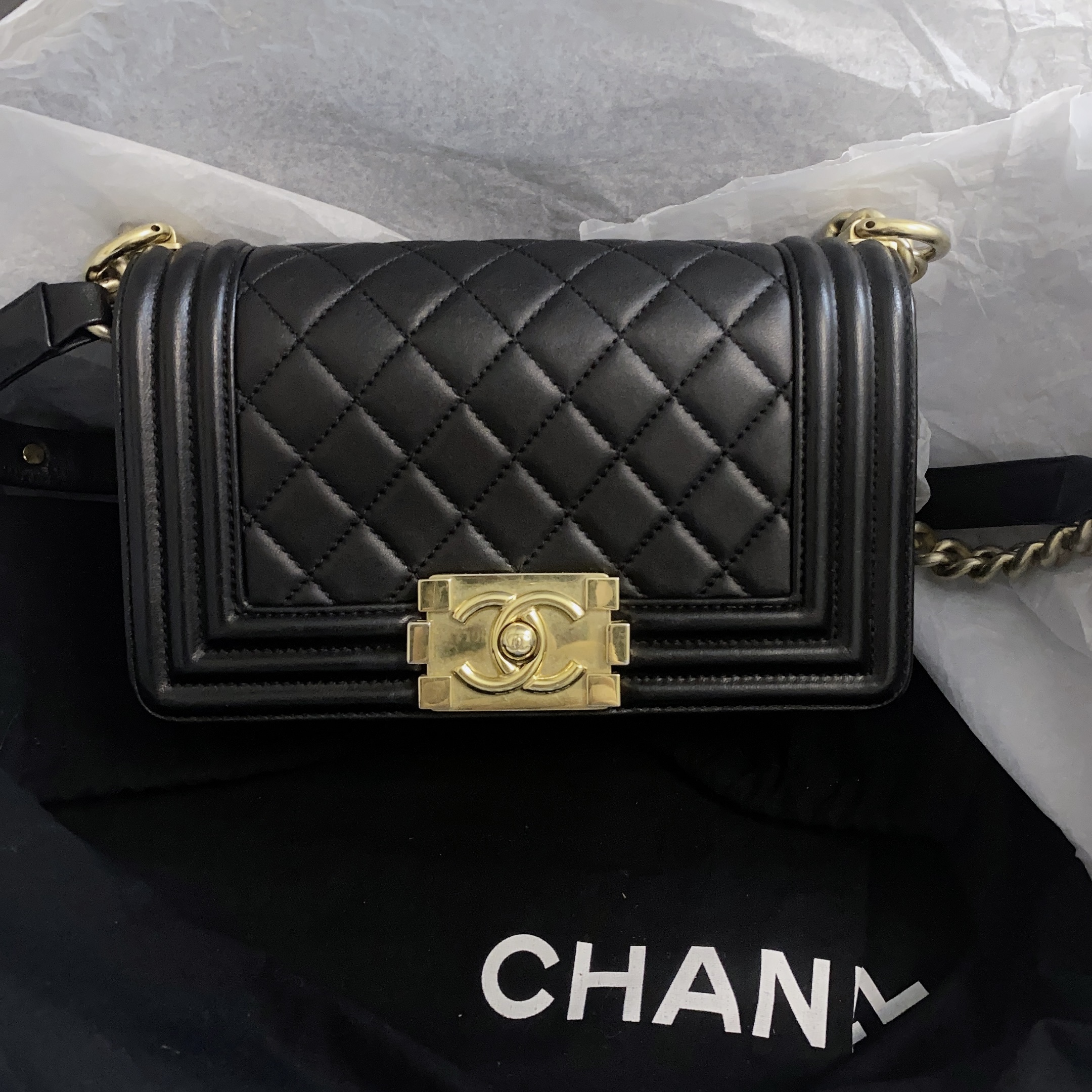 95新 Chanel/香奈儿 NE黑金小号Leboy