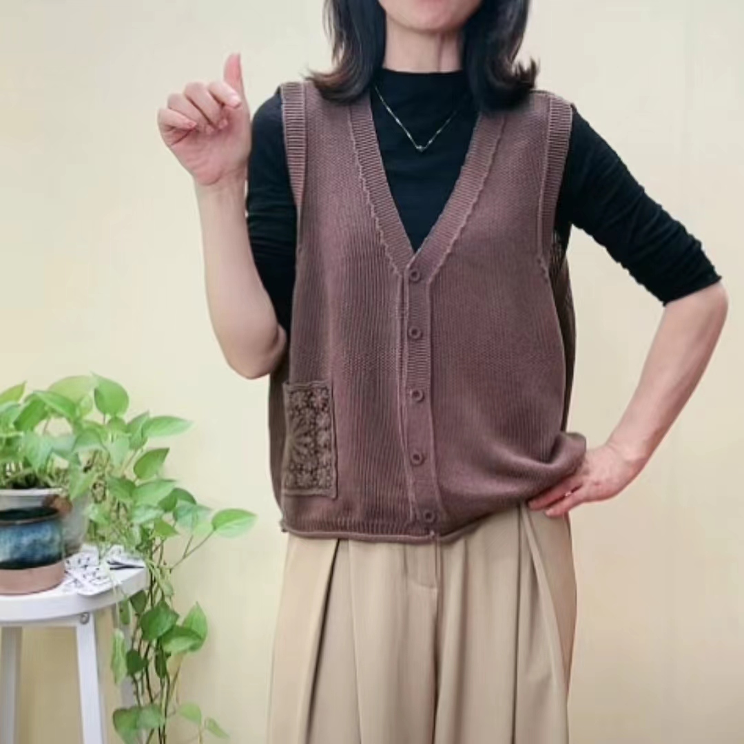 针织毛衣复古休闲棉线开衫马甲F一43款