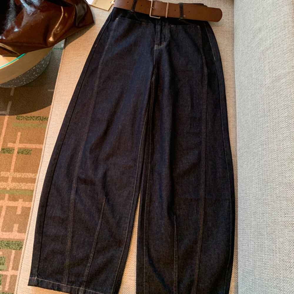 【susu】四季女士藏青牛仔弯刀裤