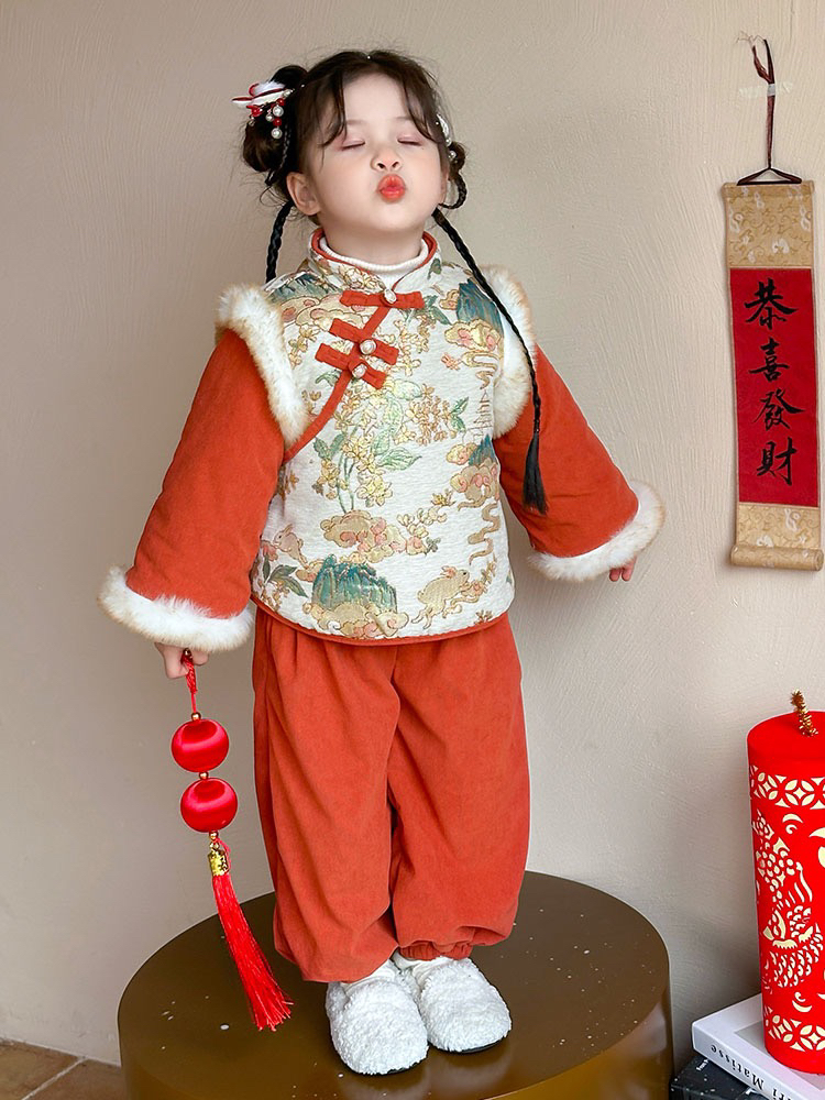 女童汉服【新中式民国风唐装】儿童国风裤子小女孩拜年服两件套