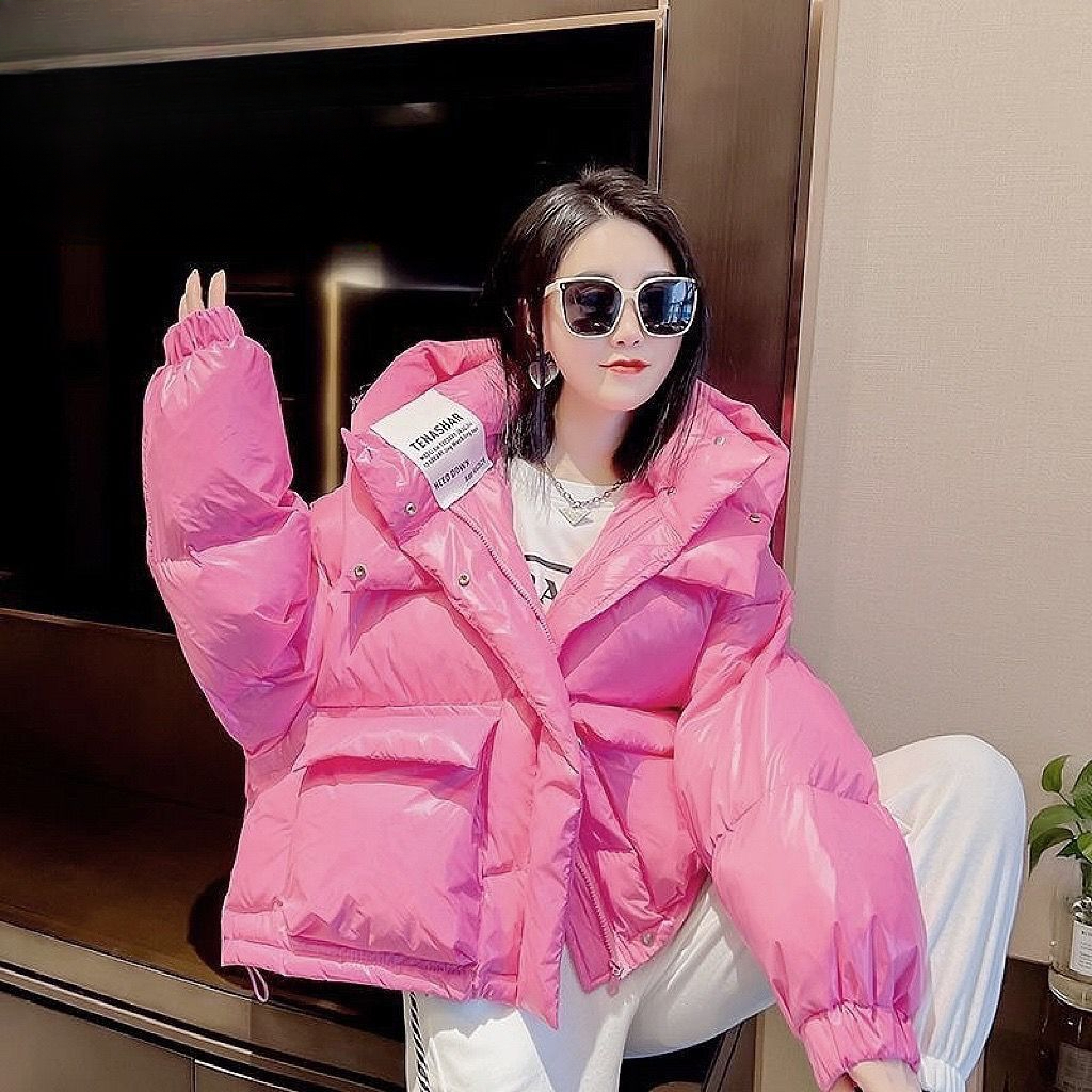 免洗网红秋冬洋气欧美新款短款羽绒服女小个子宽松连帽加厚白鸭绒