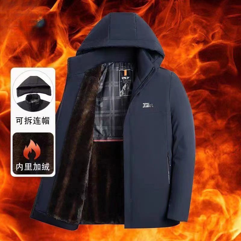 老年人老人加厚休闲秋冬季加绒大码时尚羽绒棉服仿金貂绒爸爸中年