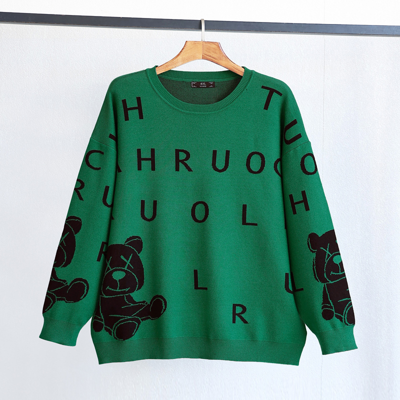 23211T长袖毛衣大码女装秋冬2025胖MM宽松休闲百搭显瘦圆领针织衫