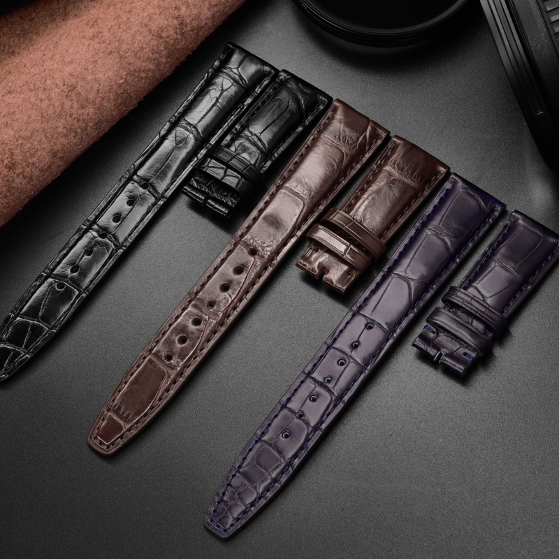 以奢国际手工表带适配万国葡萄牙波涛菲诺腹部鳄鱼皮表带皮带设计