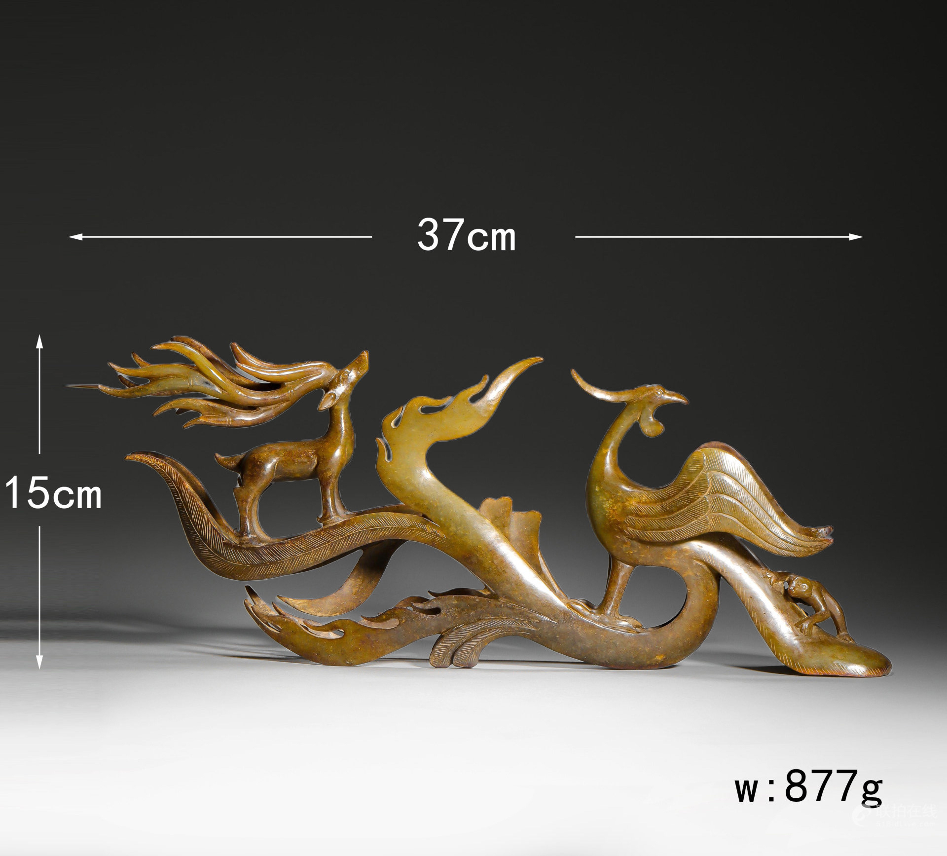 和田玉凤鸟鹿形器