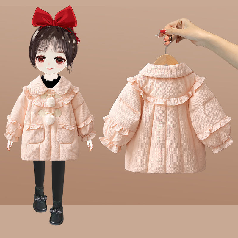 女童棉衣冬季2024新款洋气儿童女宝宝冬装加厚保暖外套潮中长款潮