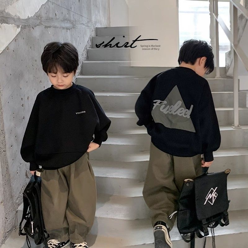 男童卫衣2024新款秋冬儿童中大童卡通印花长袖圆领上衣加绒加厚潮