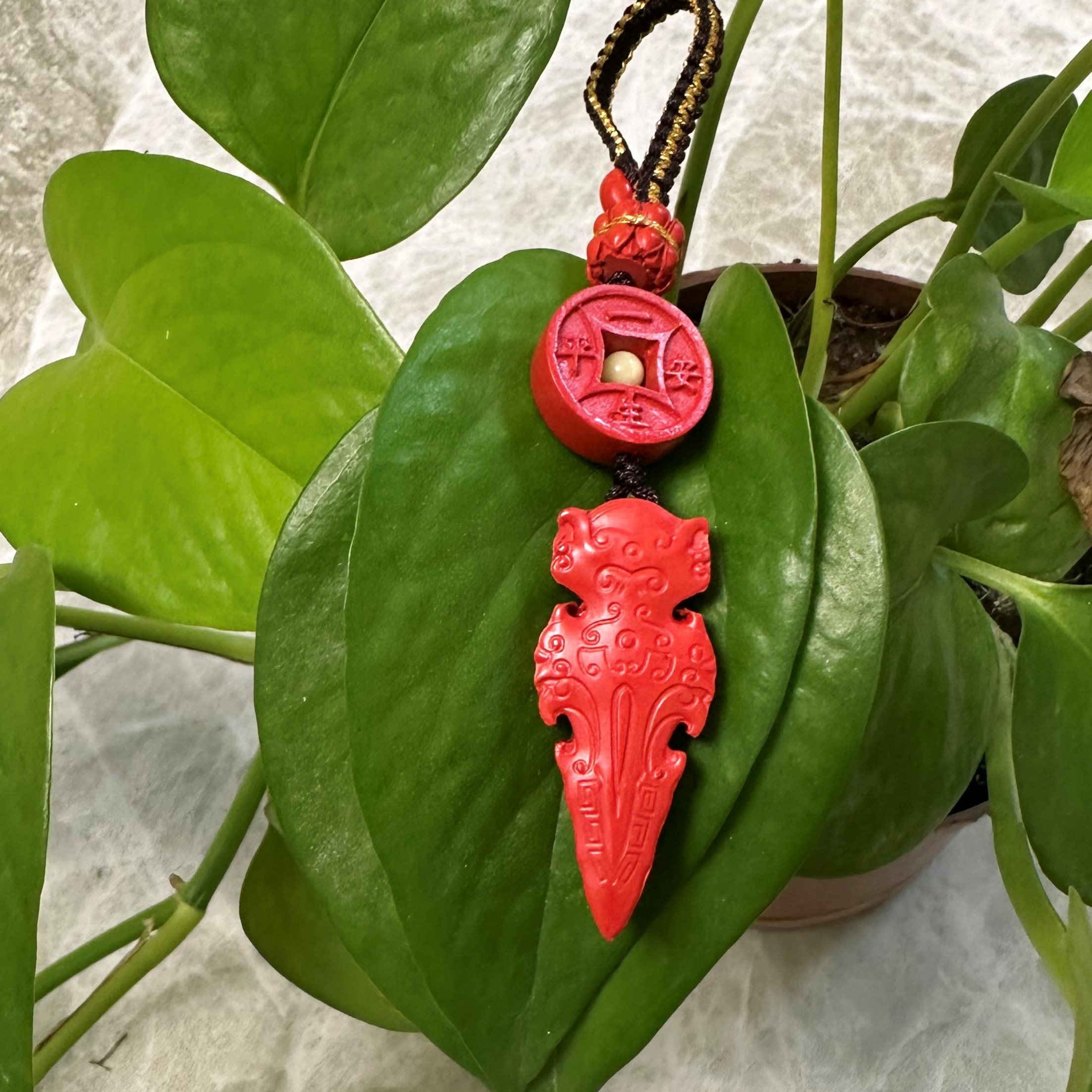 含辰砂工艺品2404070014 HN朱砂一生平安金刚降魔杵挂件