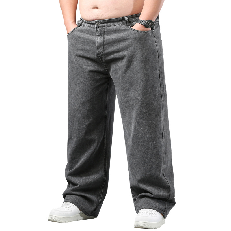 大码牛仔裤男加肥加大男裤肥佬宽松直筒胖子男生阔腿大裤脚男CK10