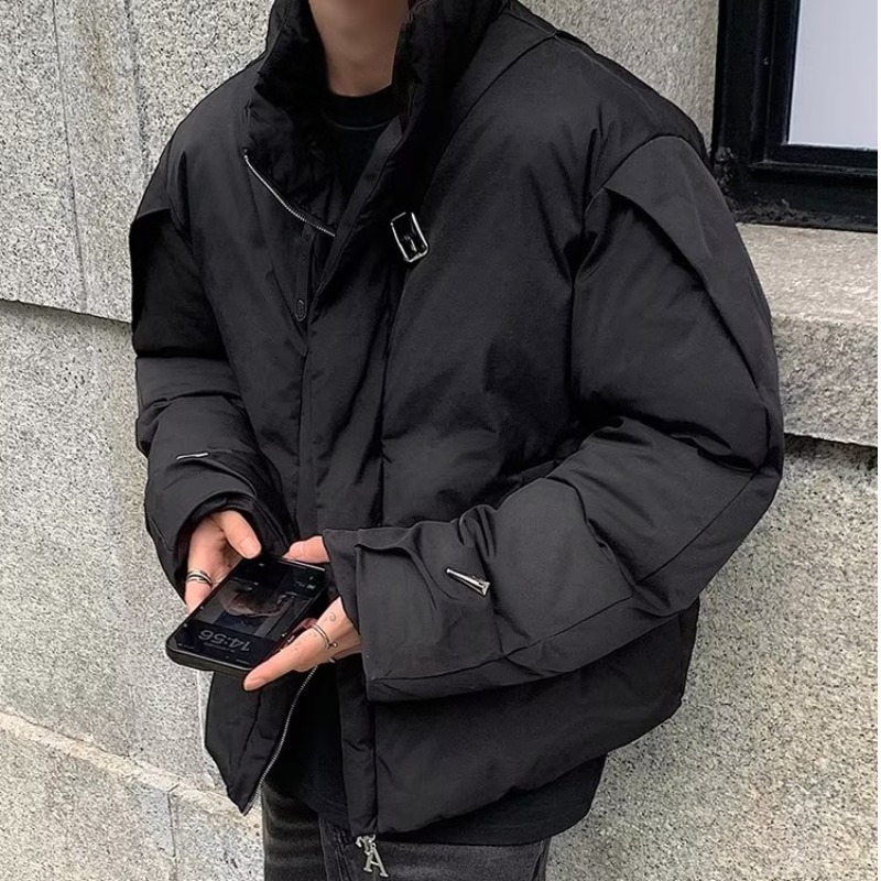 小众金属扣设计面包服高级感棉服男士冬季加厚棉袄痞帅立领外套潮