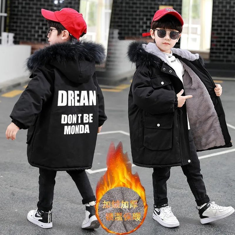 男童装秋冬款外套棉衣加绒加厚派克服冬装儿童韩版帅气棉袄潮