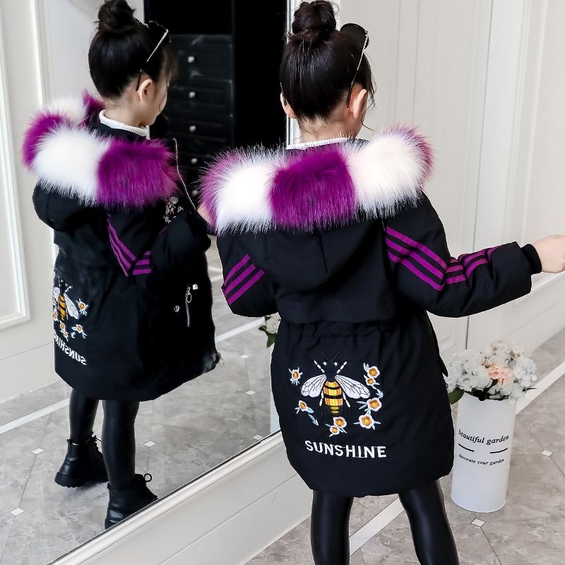 女童棉衣新款中大童加厚外套儿童中长款棉服洋气小女孩冬天棉袄