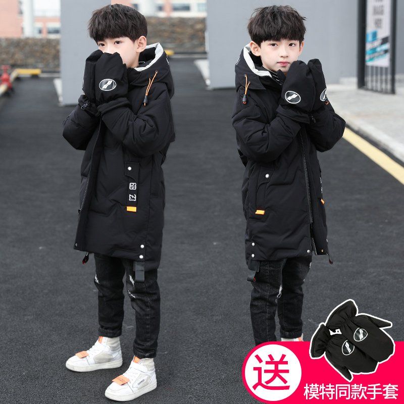 儿童装男童冬装棉衣外套新款冬季中大童长款男孩加厚服