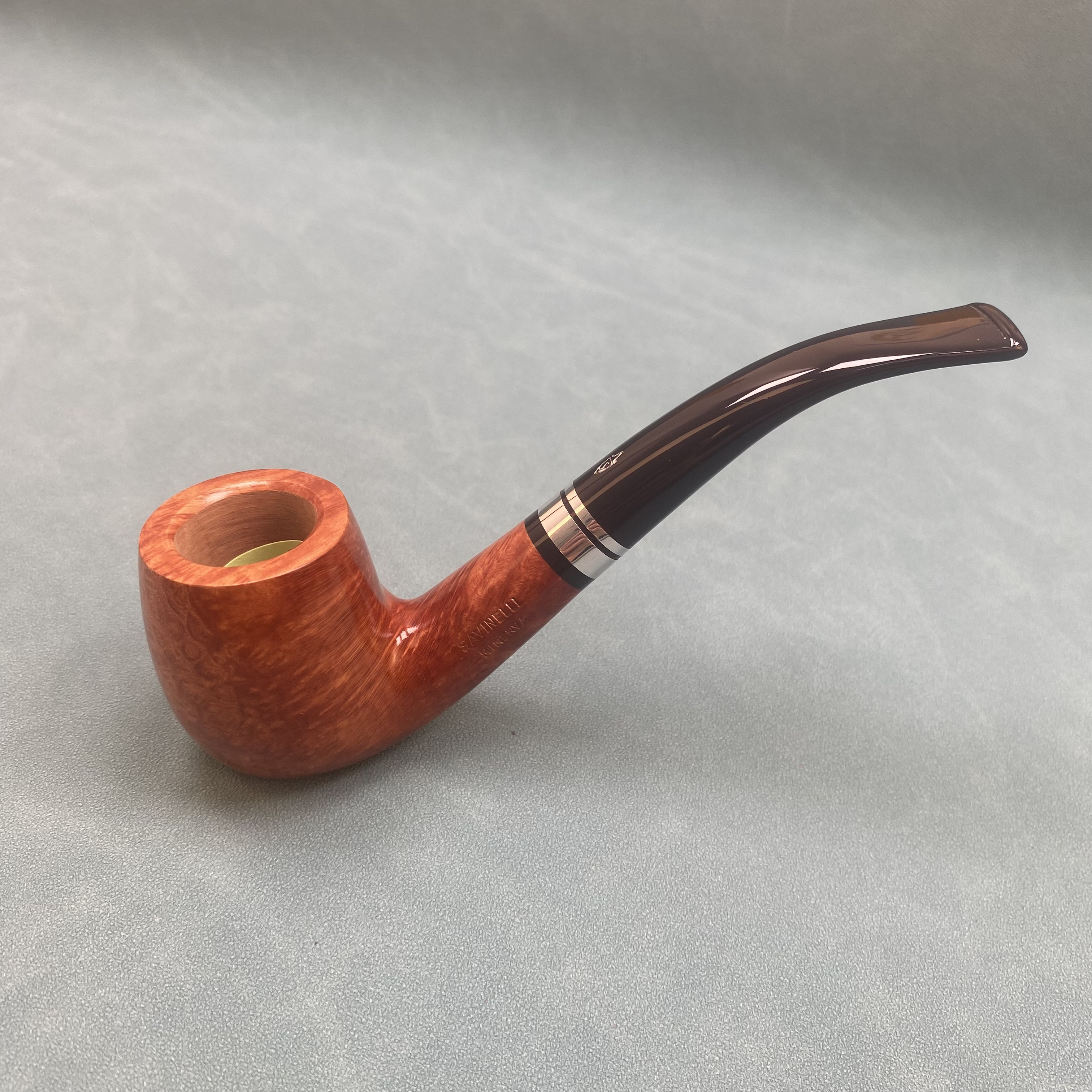 意大利密涅瓦系列石楠木光面福尔摩斯弯烟斗