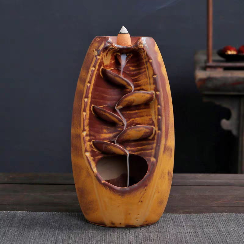 香炉倒流香左右瀑布长方形陶瓷复古色流香炉倒流香炉创意摆件