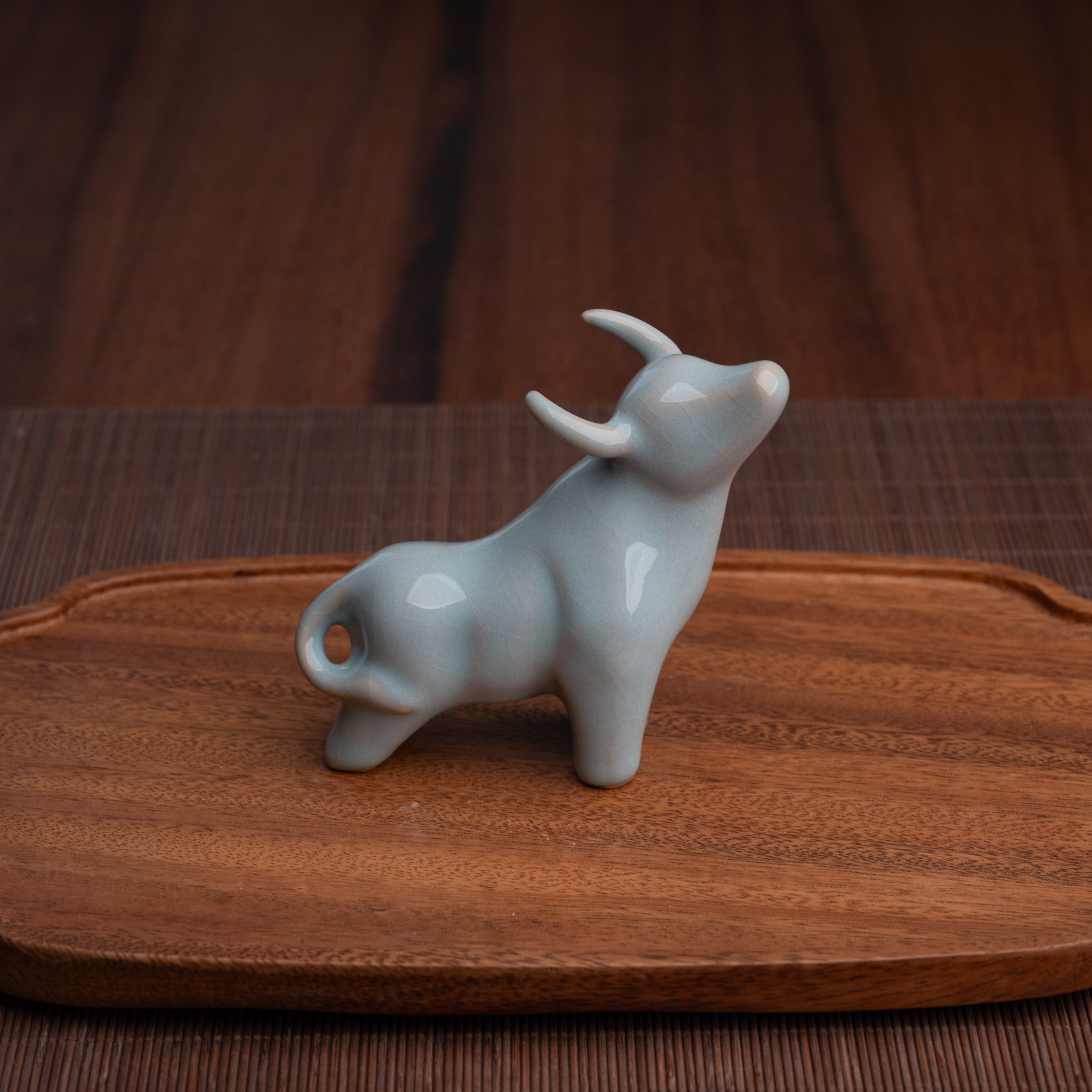 天青釉小青牛茶宠汝州原矿原釉茶具手工创意安全发货陶瓷汝瓷茶道