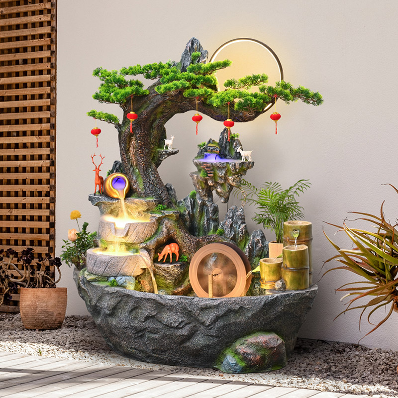 瑞然户外假山流水喷泉造景摆件庭院景观阳台石磨室外鱼池循环水