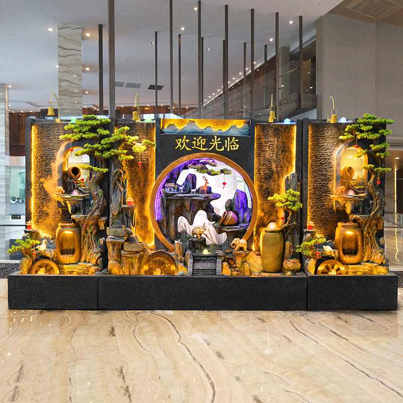 酒店大厅假山办公室装饰餐厅屏风会所大型水幕墙造景流水落地摆件