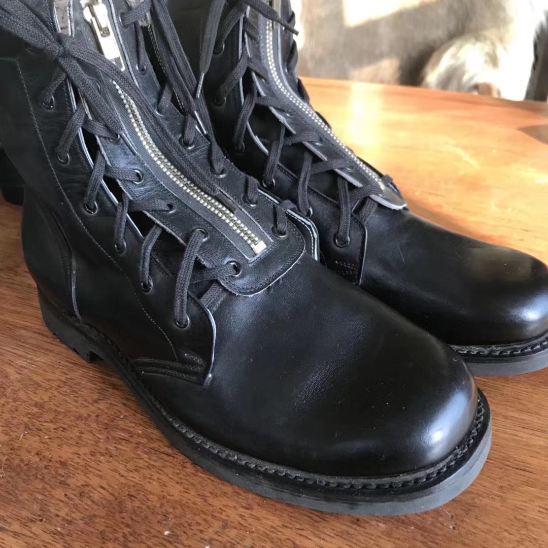 男款高腰拉链单靴