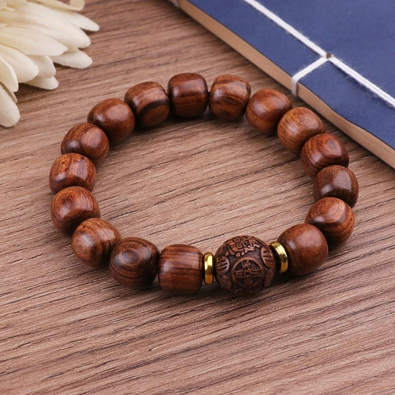 天然老挝黄花梨老型珠手串貔貅精品文玩佛珠男女款手念珠精美