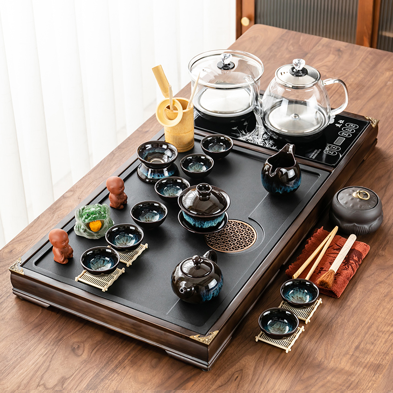 茶道茶具套装家用陶瓷高端一体泡茶茶台茶杯高档实木茶盘茶托盘