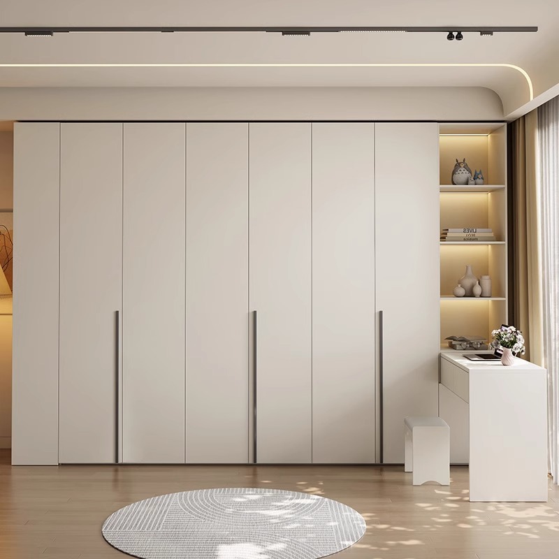 法式奶油一门到顶卧室家用成套实木柜子主卧成品书桌衣柜一体组合